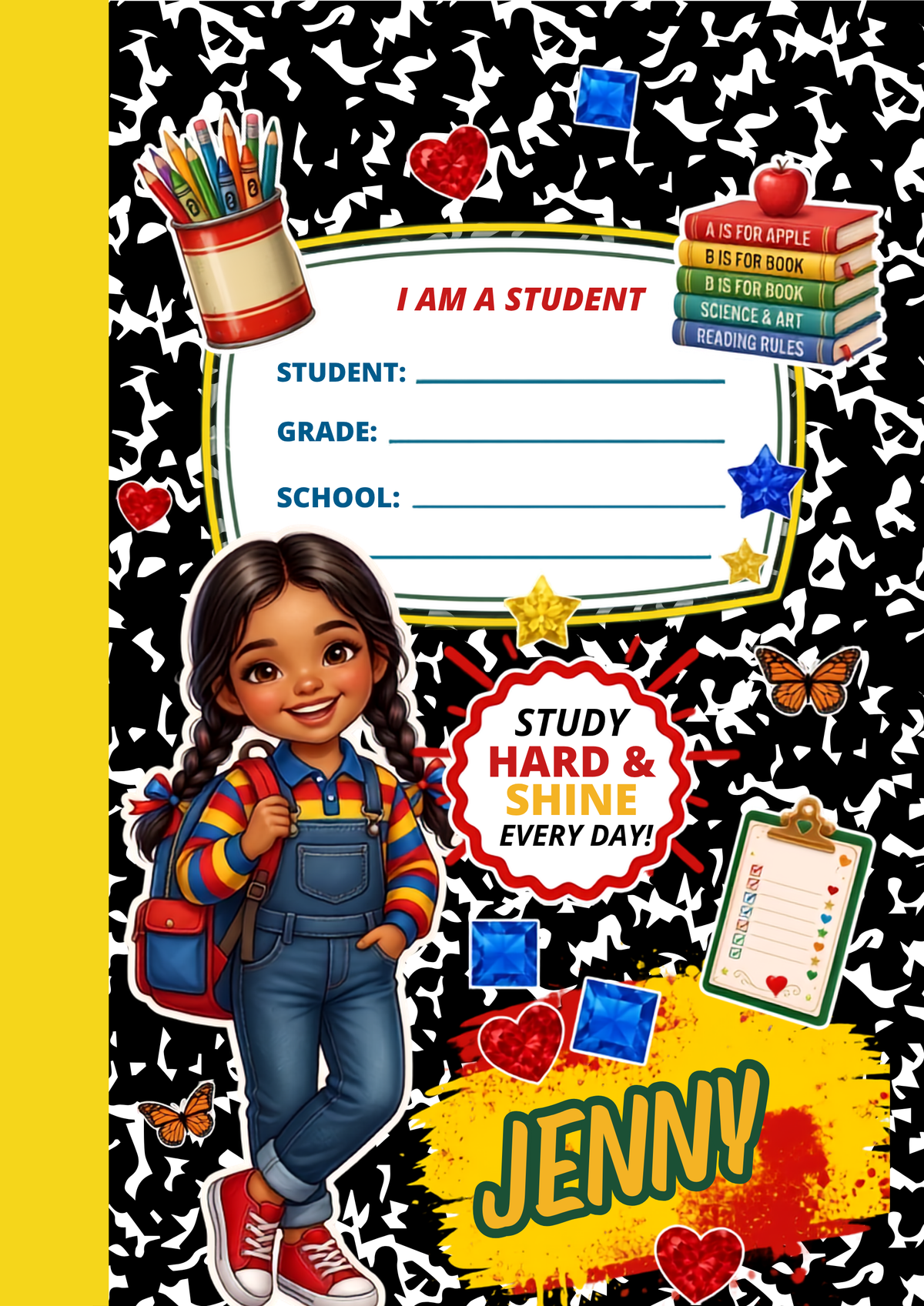 Study Hard Custom Name Composition Notebook
