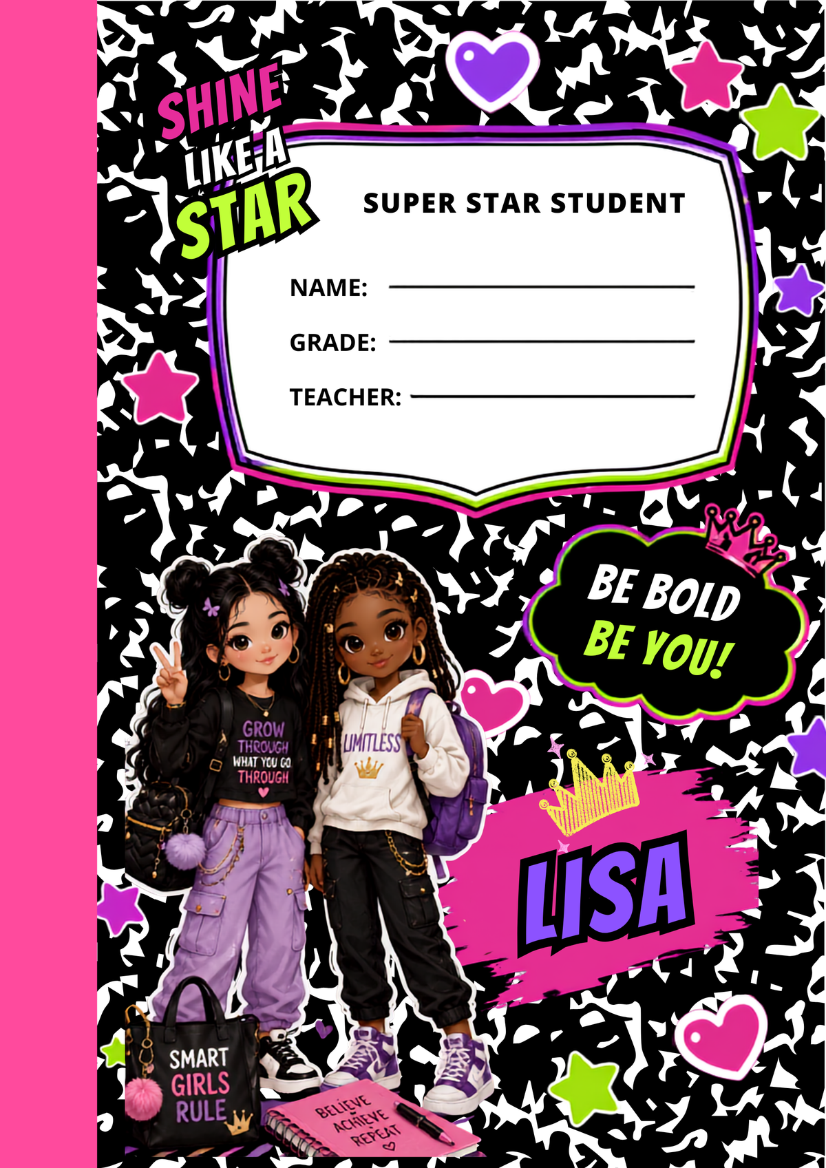 Shine Like a Star Custom Name Composition Notebook
