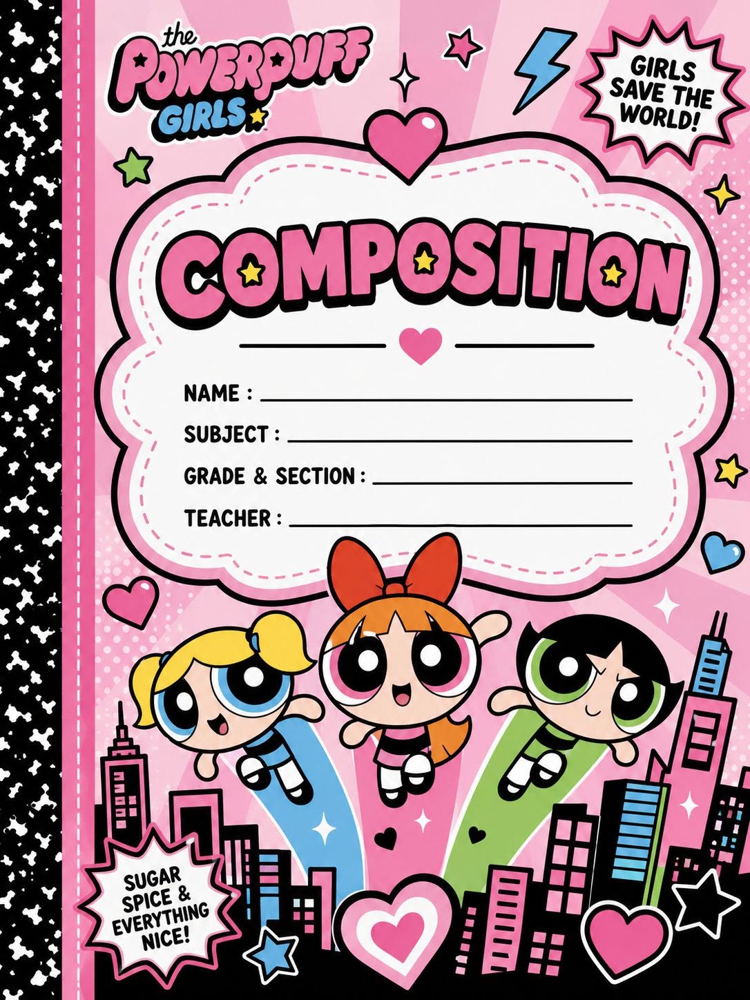 Powerpuff Girls Inspired Composition Notebook