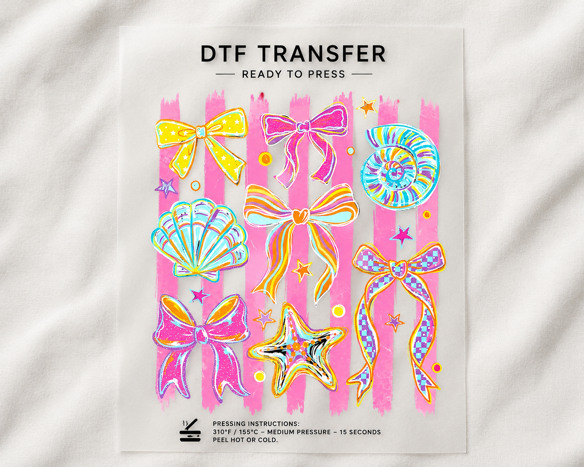 Colorful Bow & Seashell DTF Transfer