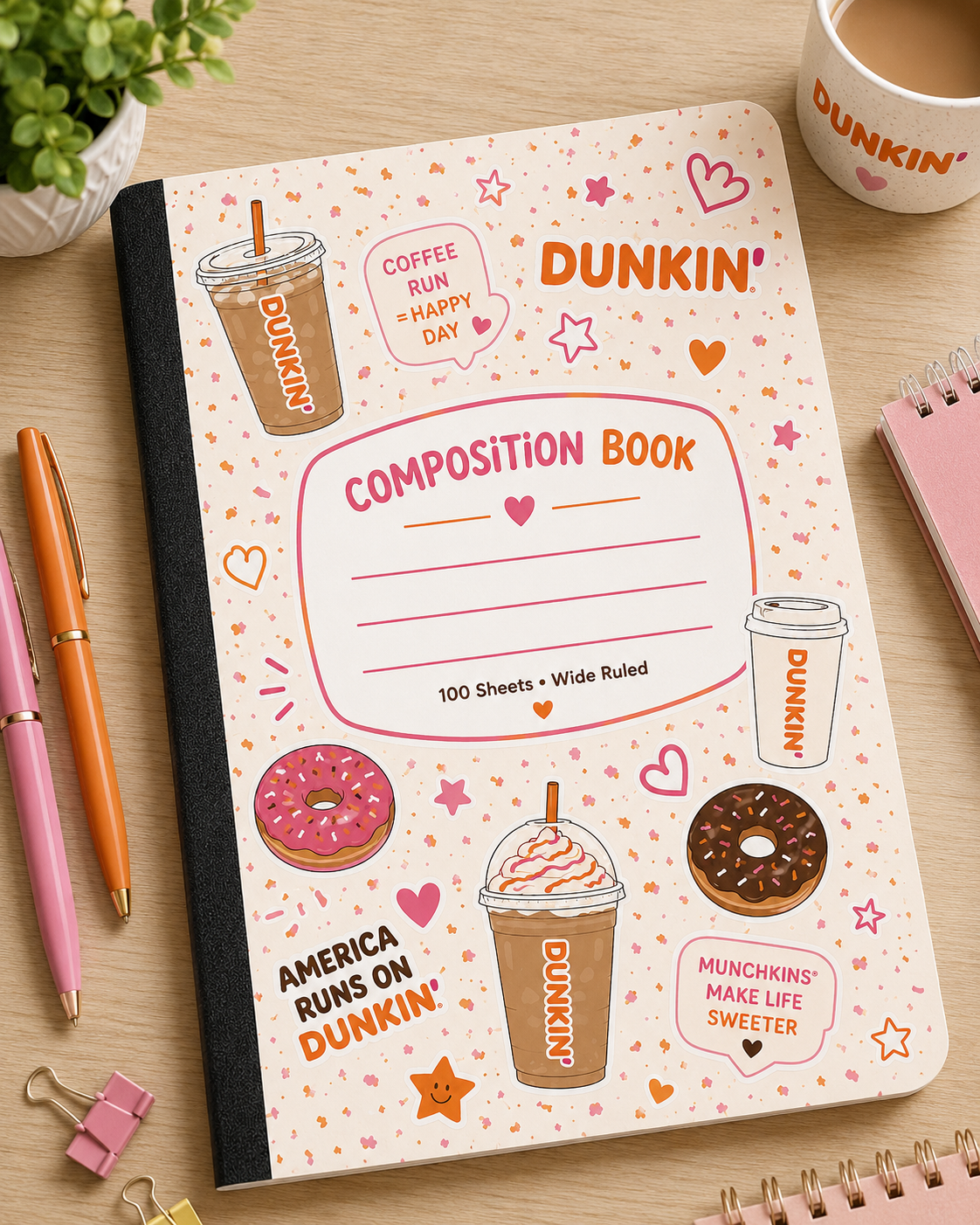 Dunkin Coffee Inspired Composition Notebook