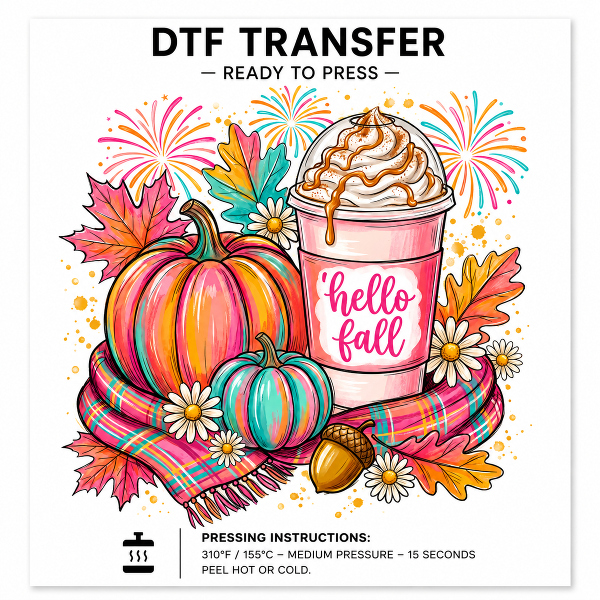 Pink Hello Coffee Dtf Transfer