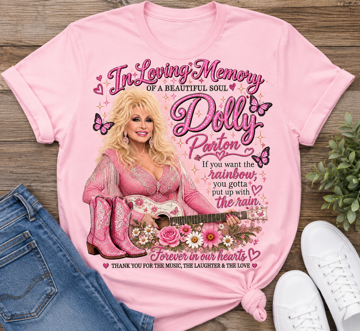 In Loving Memory Dolly Parton Memorial Shirt – Pink Country Music Tribute Tee