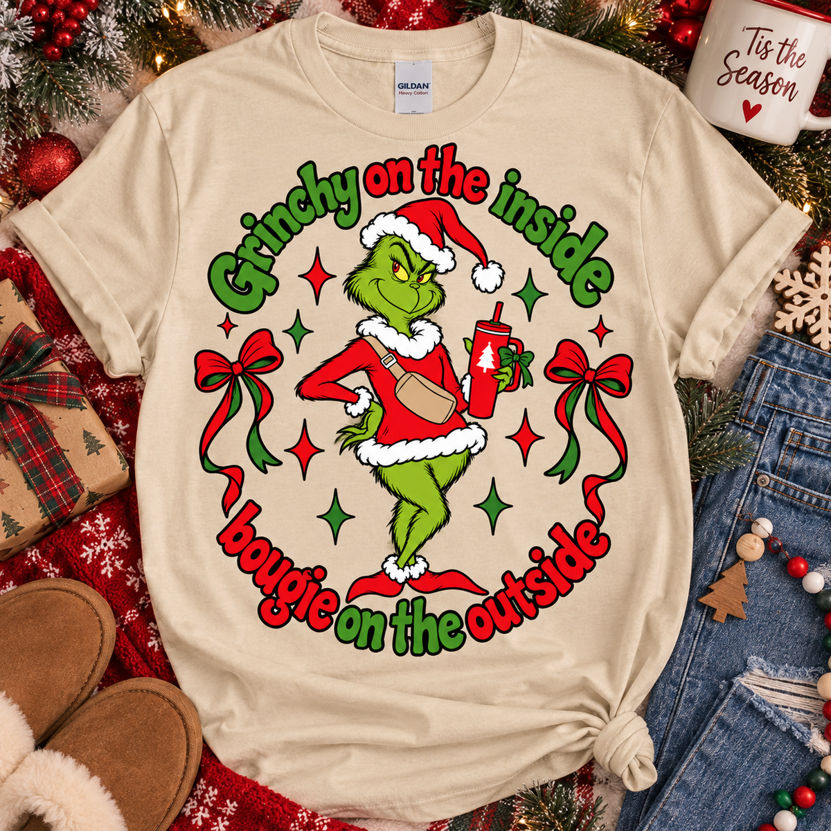 Grinchy on the Inside Bougie on the Outside Christmas Shirt