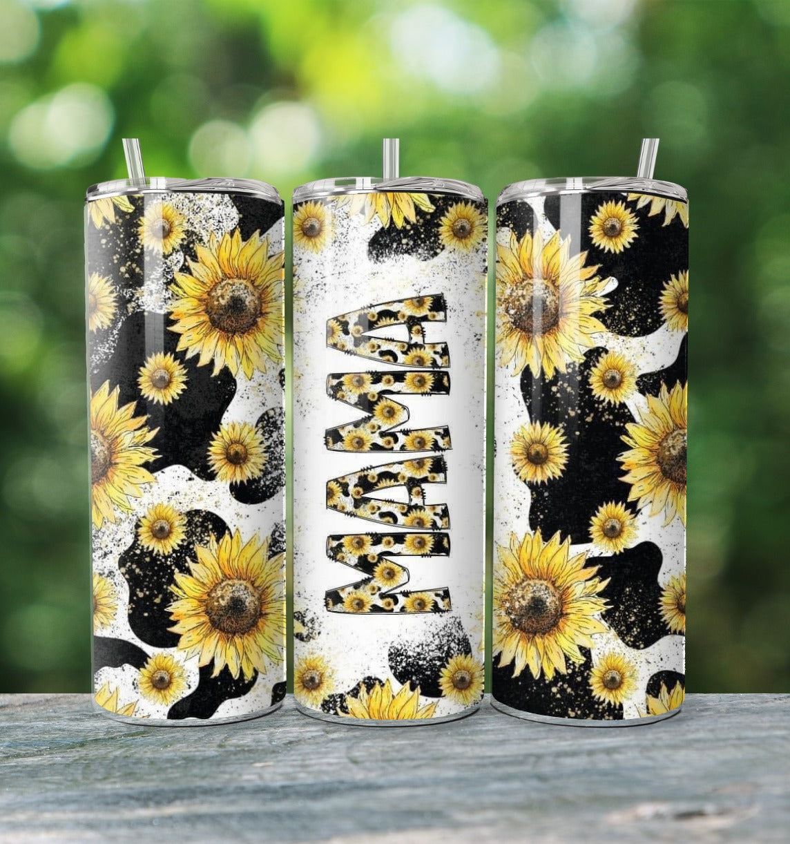 Sunflower Cow 20 oz Skinny Stainless Steel Tumbler