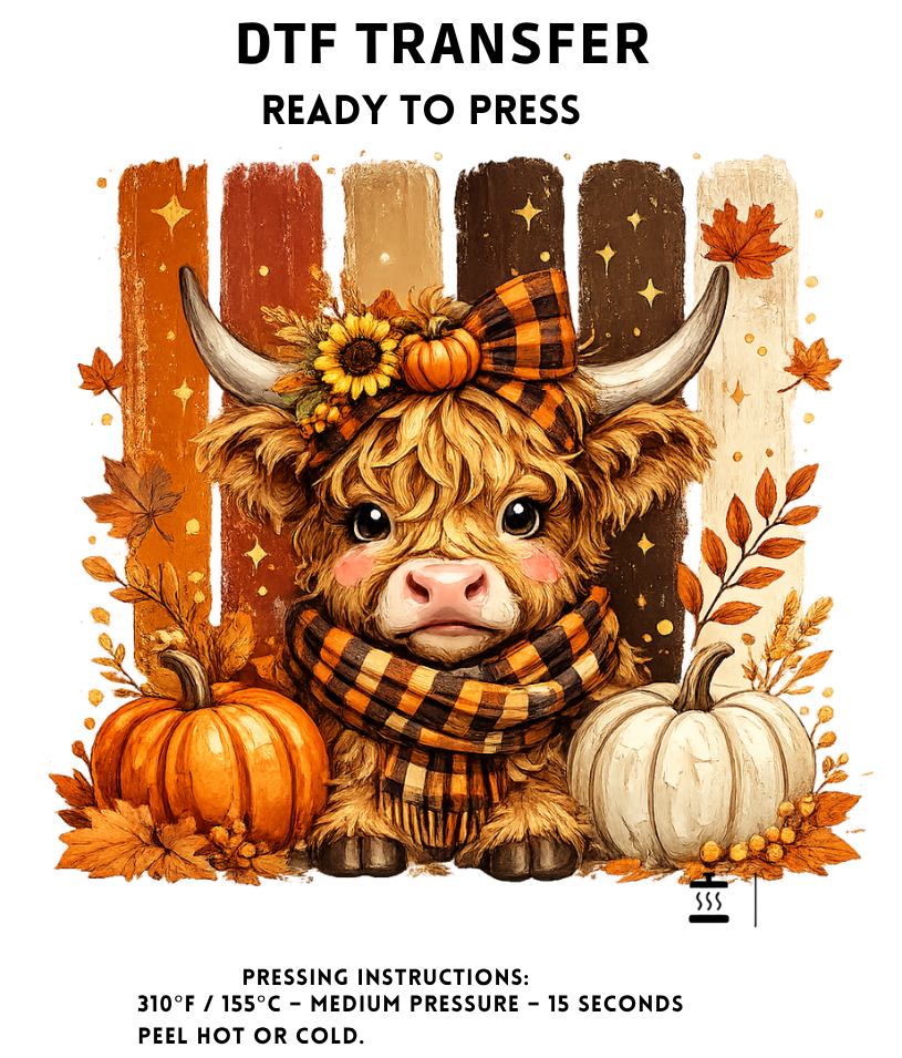 Preppy Highland Cow Transfer