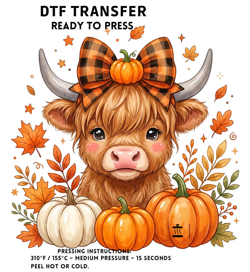 Cute Fall Highland Cow Transfer