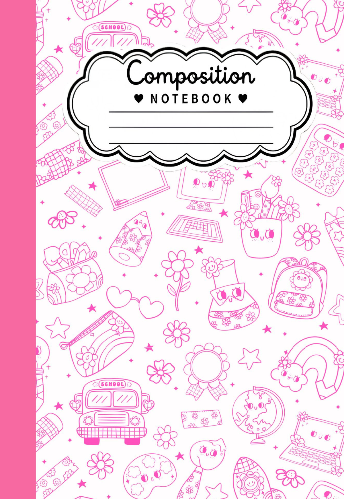 Pink Buses and Flowers Composition Notebook