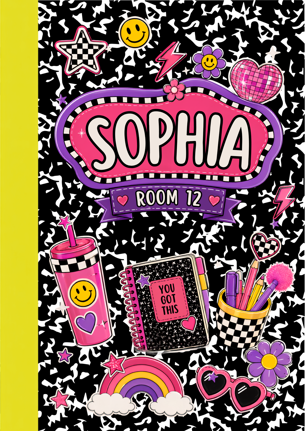 Retro Custom Name Composition Notebook