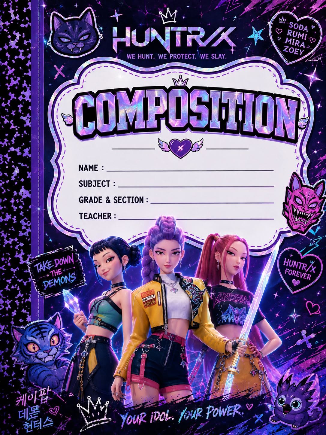 K-Pop Demon Hunter Inspired Composition Notebook