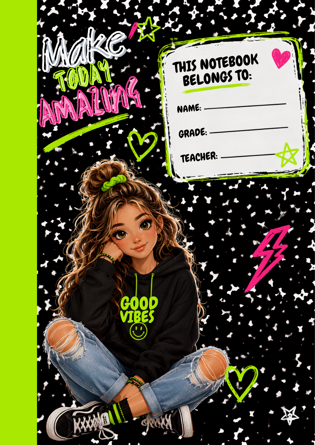 Good Vibes Custom Name Composition Notebook