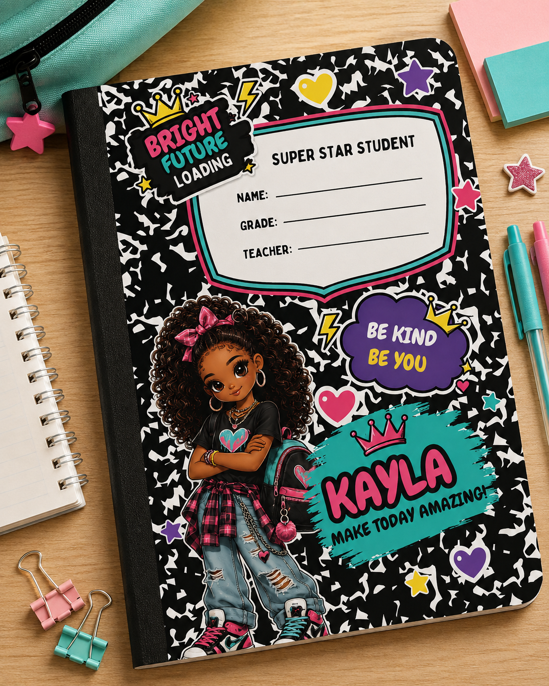 Custom Bright Future Composition Notebook