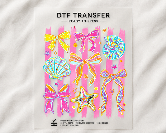 Colorful Bow & Seashell DTF Transfer