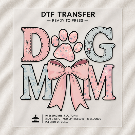Dog Mom Cute Pink Bow Transfer