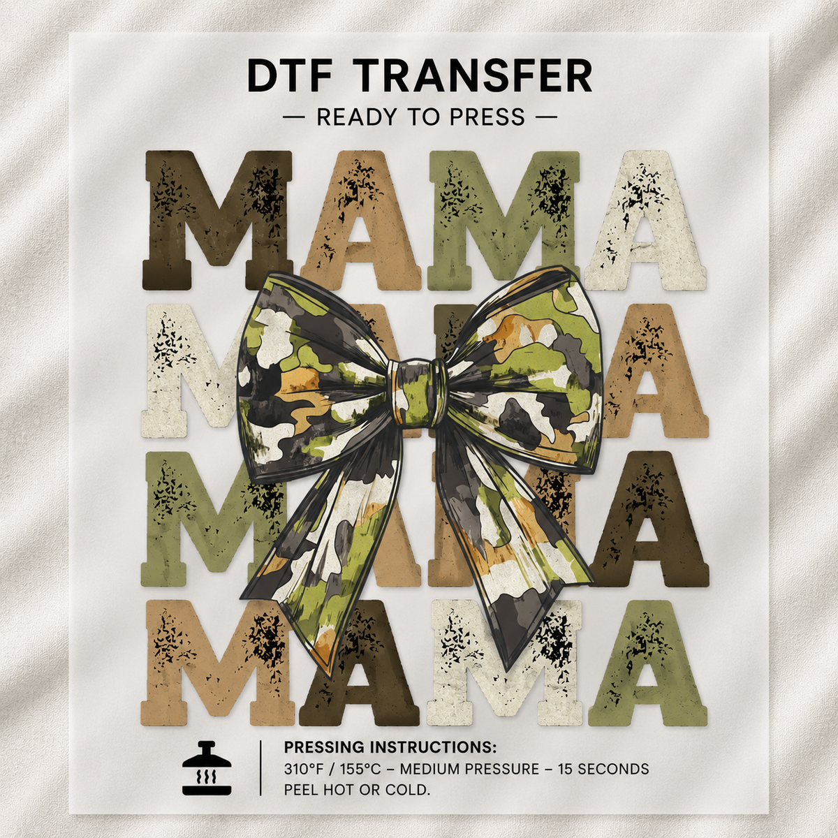 Mama Camo Bow Transfer