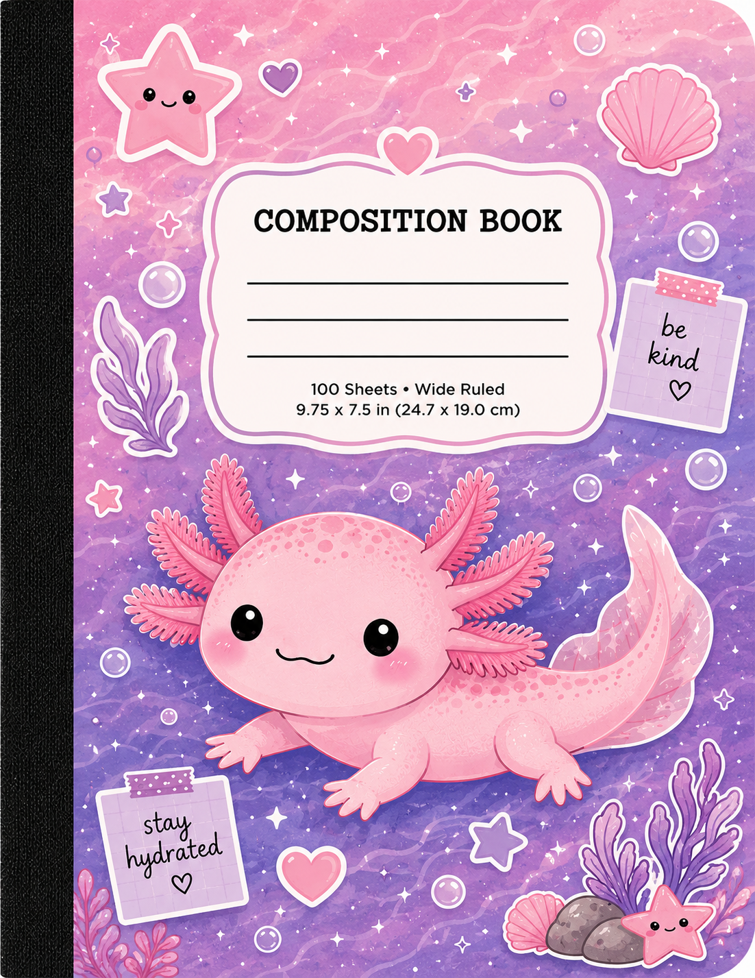 Cute Axolotl Pink Composition Notebook