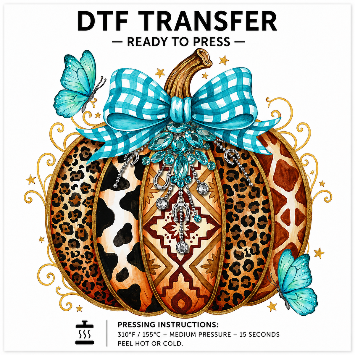 Cute Fall Teal Pumpkin transfer