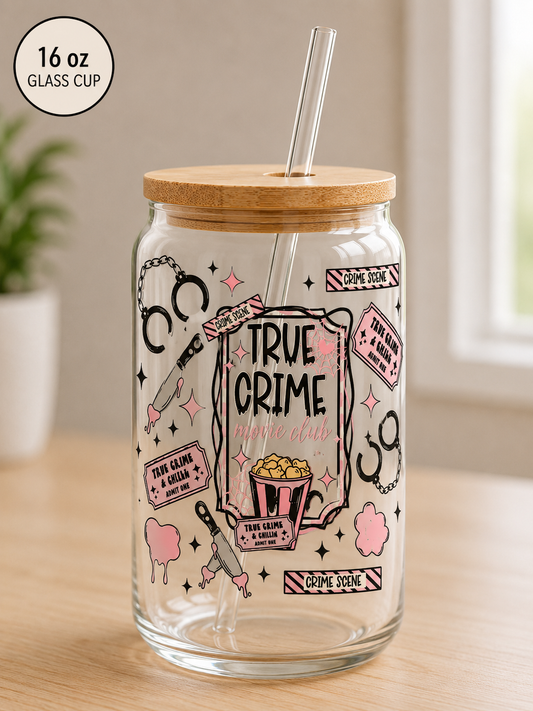True Crime 16 oz Glass Can Cup