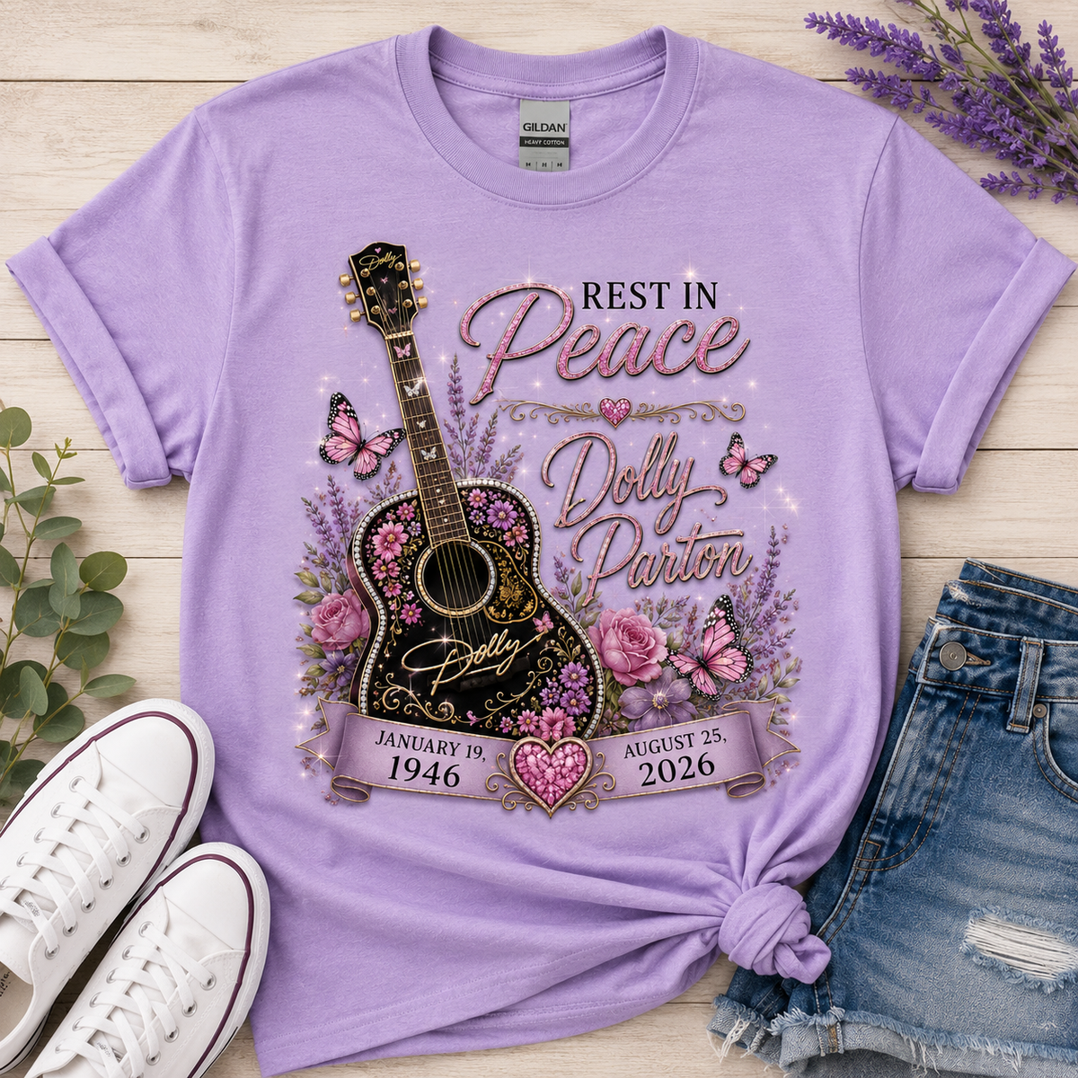 Dolly Memorial Guitar DTF Transfer