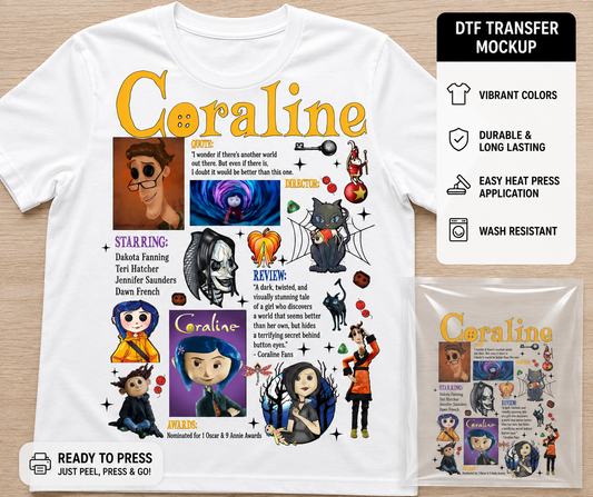Coraline Newspaper DTF Transfer