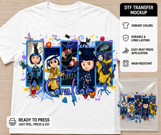 Coraline Squares DTF Transfer