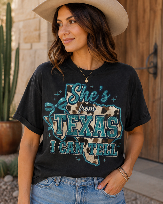 She’s From Texas Blue DTF Transfer