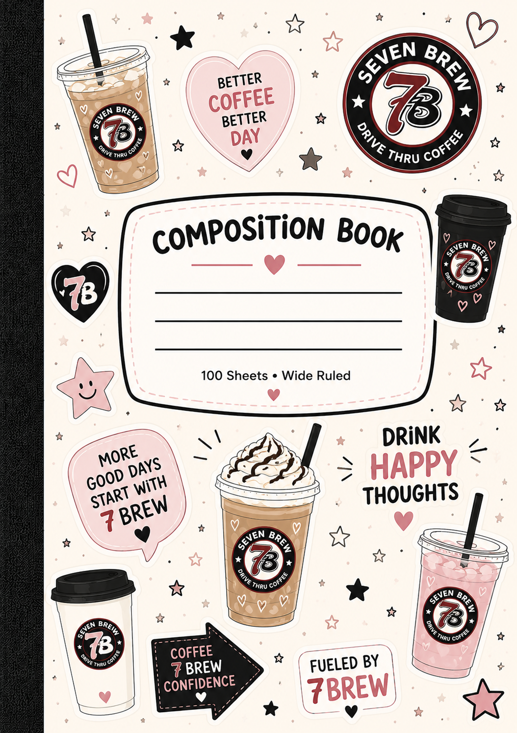 7 Brew Coffee Inspired Composition Notebook