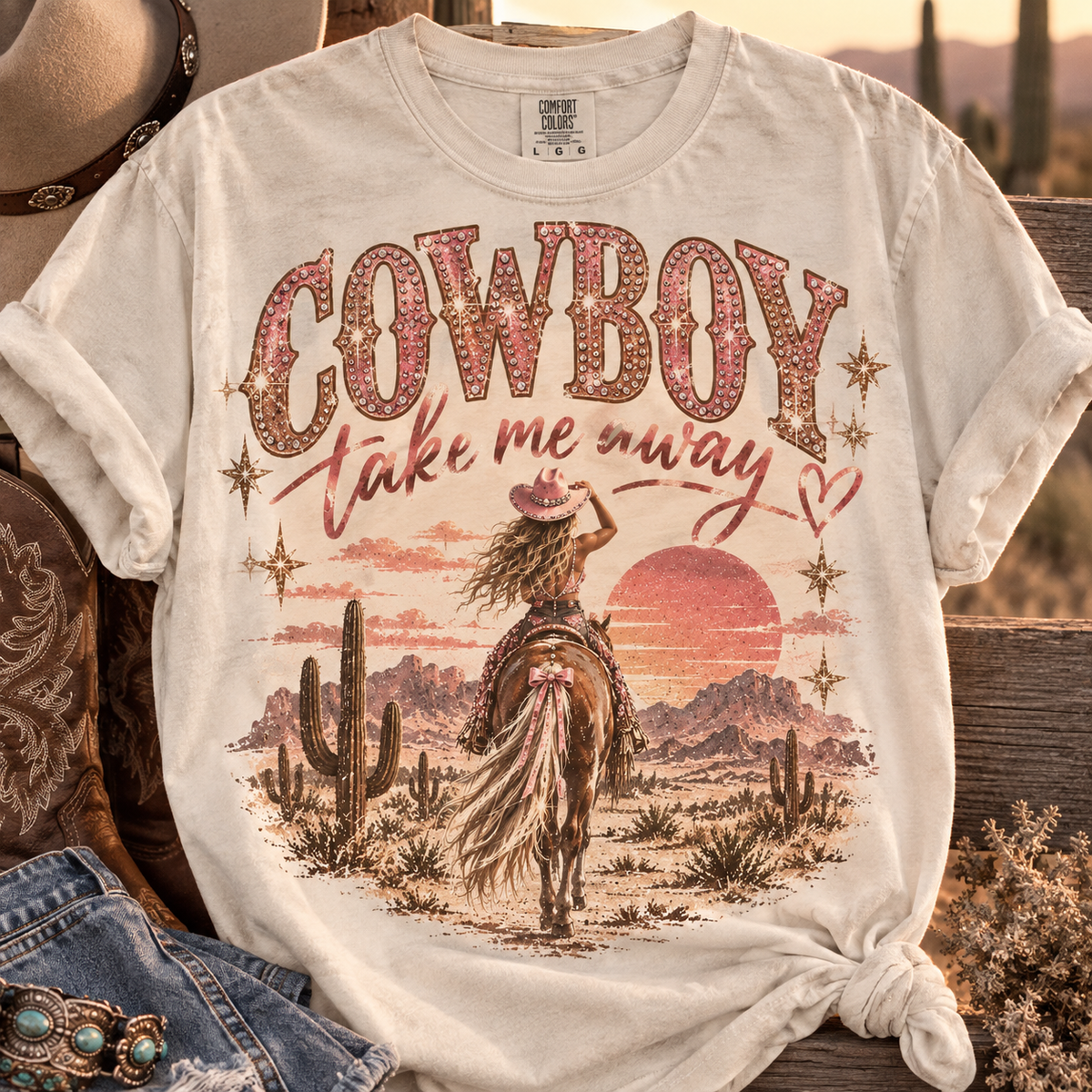 Cowboy Take Me Away Comfort Colors Tee