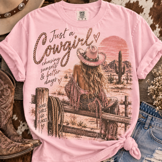 Just a Cowgirl Comfort Colors Blossom Tee