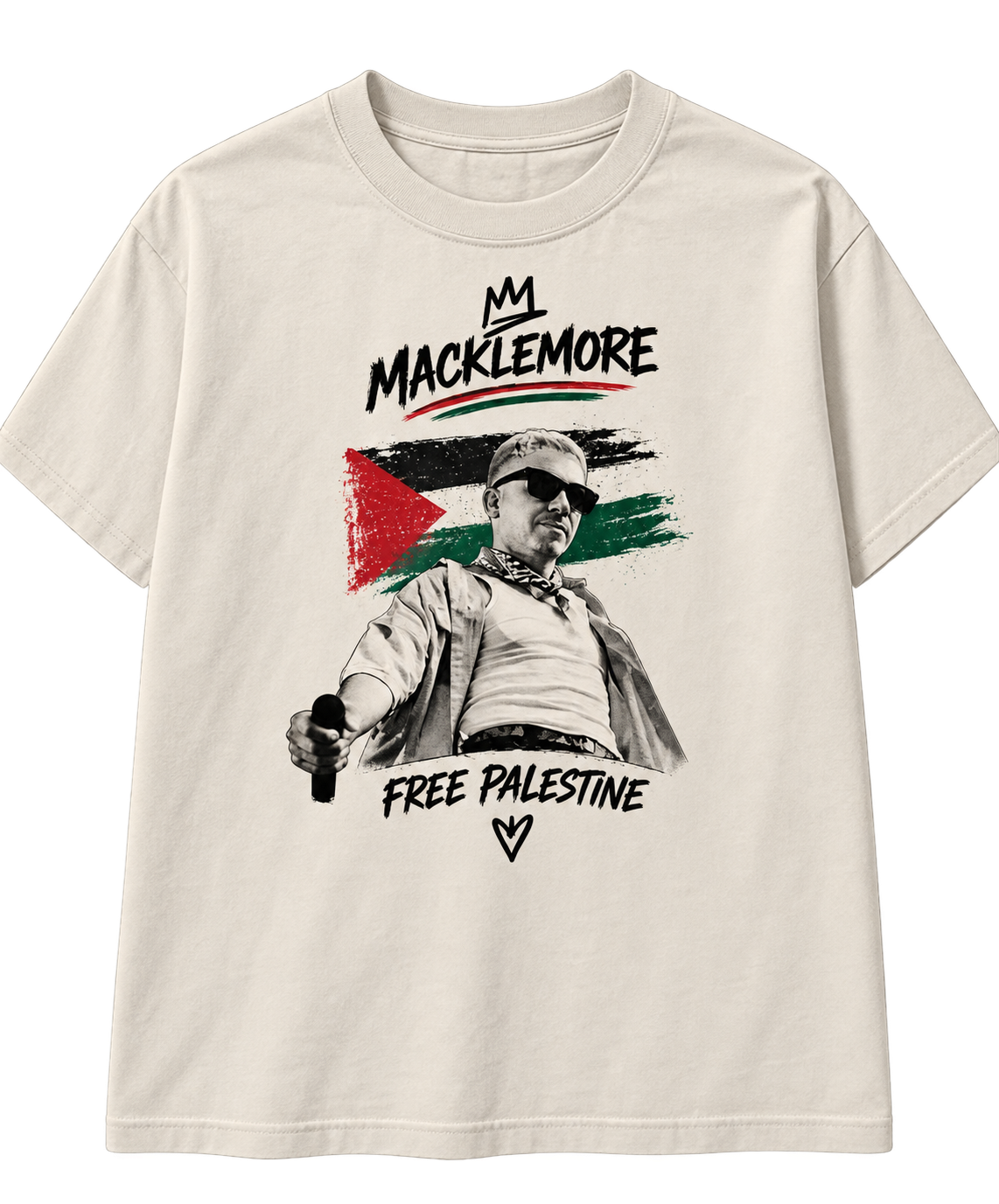 Macklemore Free Palestine Shirt | Unisex Palestine Graphic Tee | Cream Vintage-Style Statement Shirt