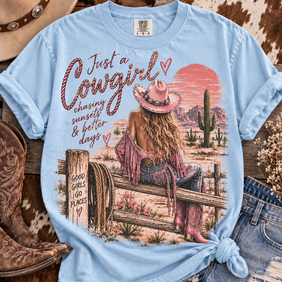 Just a Cowgirl Comfort Colors Blossom Tee
