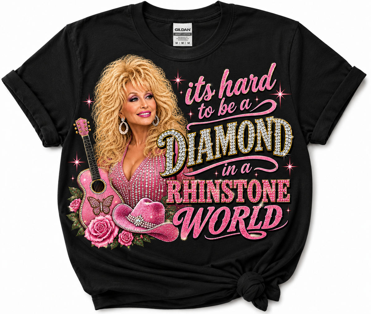 Its Hard to Be a Diamond In a Rhinestone World Dolly Country Glam Tee
