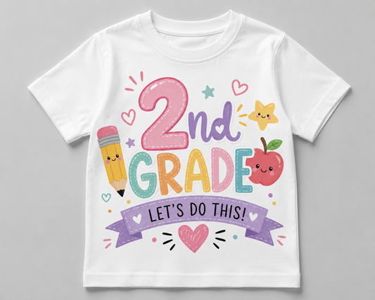 2nd Grade Back To School T Shirt Transfer pink