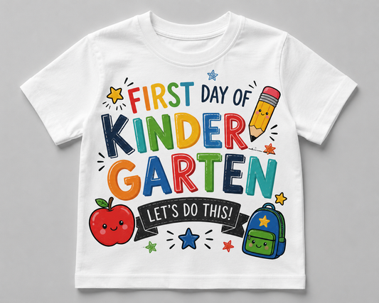 Kindergarten Grade Back To School T Shirt Transfer