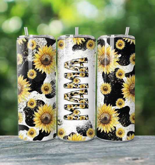 Sunflower Cow 20 oz Skinny Stainless Steel Tumbler