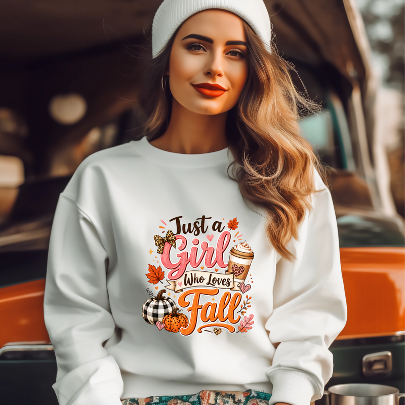 JUST A GIRL FALL T SHIRT TRANSFER