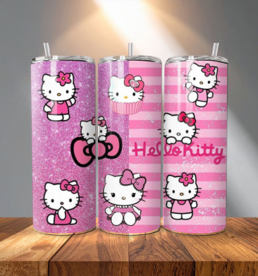 20 oz Straight Tumbler Transfer Kawaii kitty Glitter