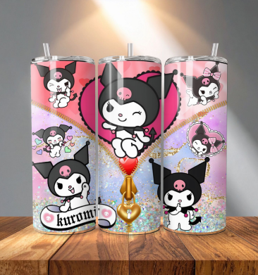 20 oz Straight Tumbler Transfer Kawaii zipper Coffee