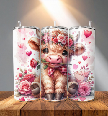 Cute Highland Cow 20 Oz Sublimation Transfer