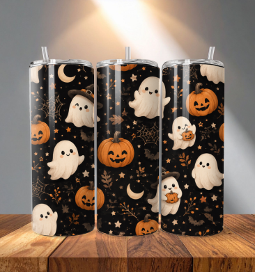 Cute Pumpkin and Ghost 20 Oz Sublimation Transfer