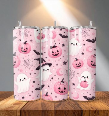Cute Pumpkin and Bat 20 Oz Sublimation Transfer
