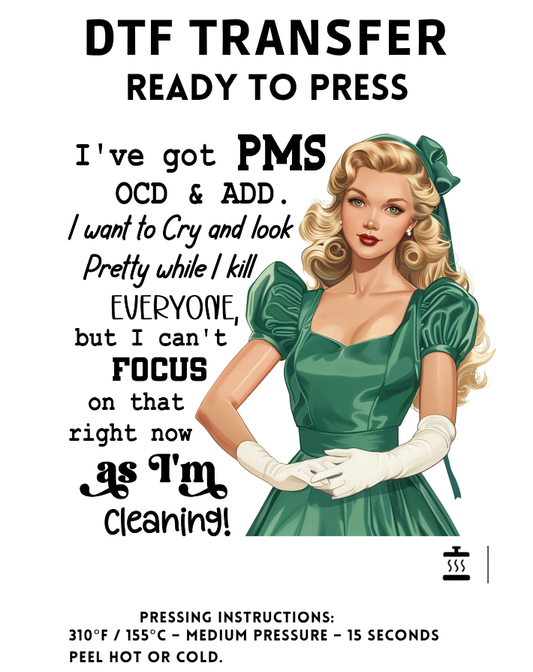 Sarcastic Vintage Housewife OCD Transfer