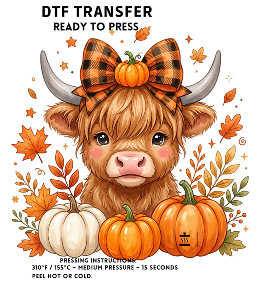 Cute Fall Highland Cow Transfer